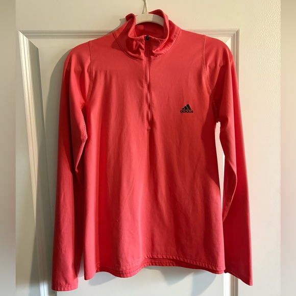 Adidas Coral Pink Long-Sleeve Quarter-Zip Training Top - Picture 5 of 7